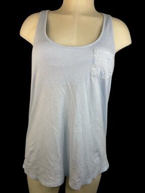 Gap Body Light Blue Scoop Neck Tank Top with Chest Pocket Women’s Large